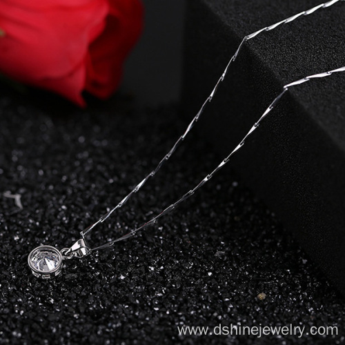 Silver Simple Zircon Chain Necklace For Wedding Jewelry